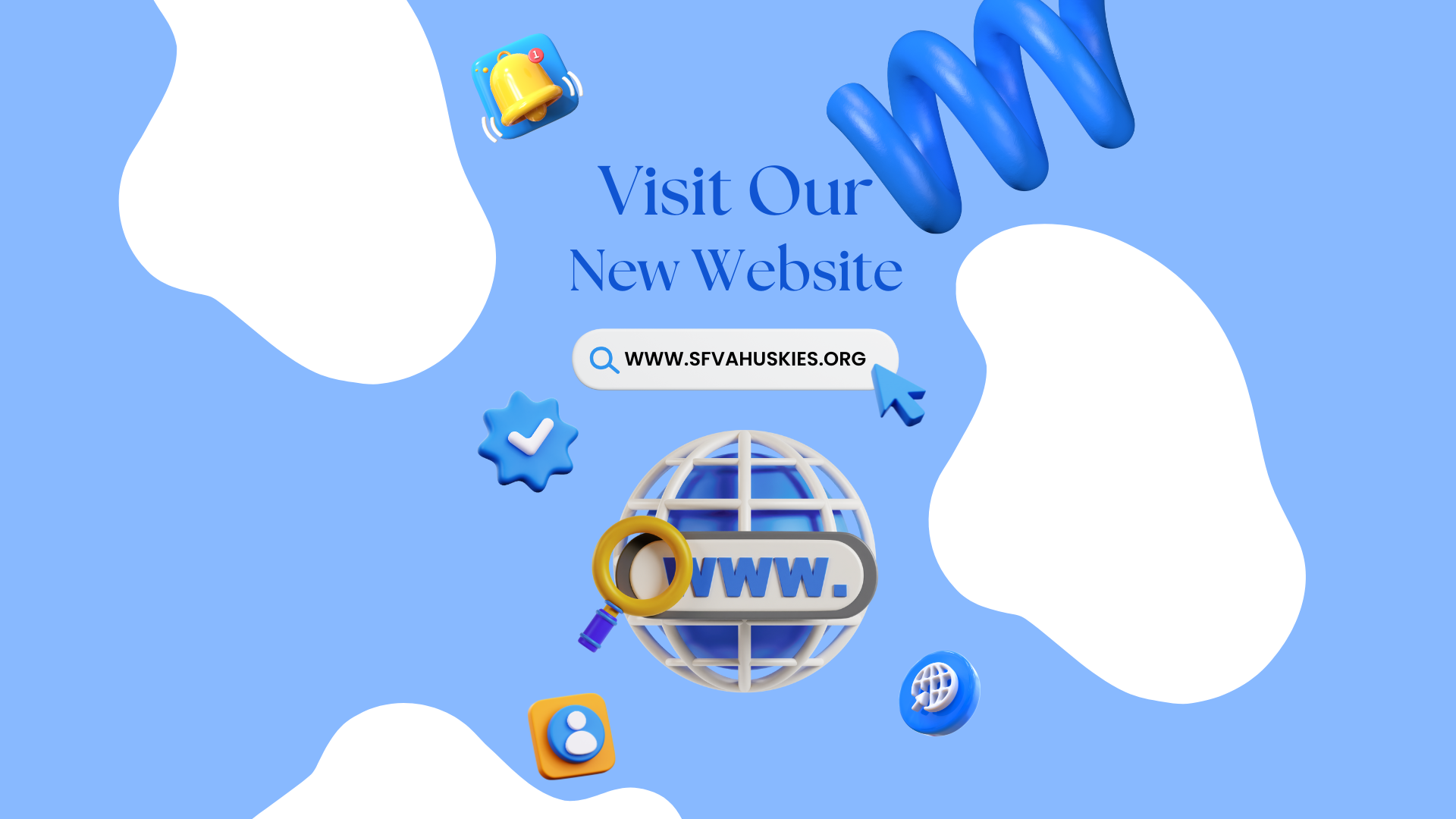Blue and White Minimalist Visit Our New Website A4 Document (Desktop Wallpaper)